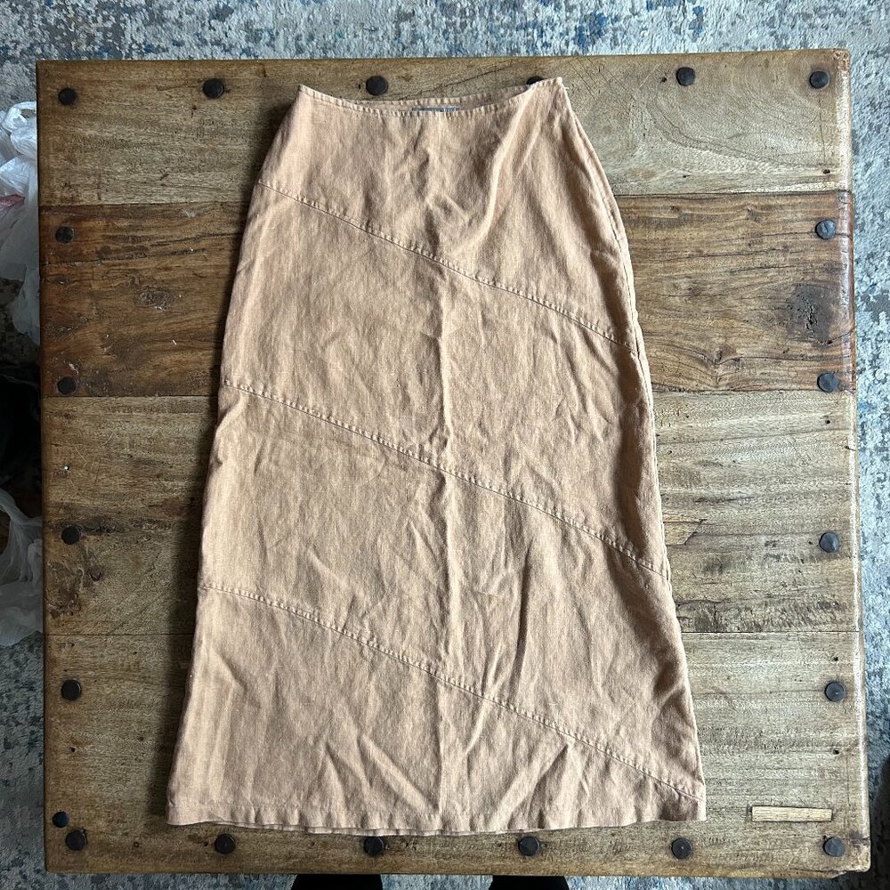 Isabella Bird Skirt Women/s SIZE 8 Light Brown TAN Linen Yellowstone Western EUC